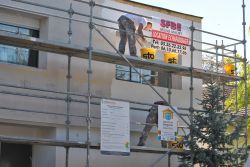 Echafaudage pour la pose d'une isolation par l'extèrieure